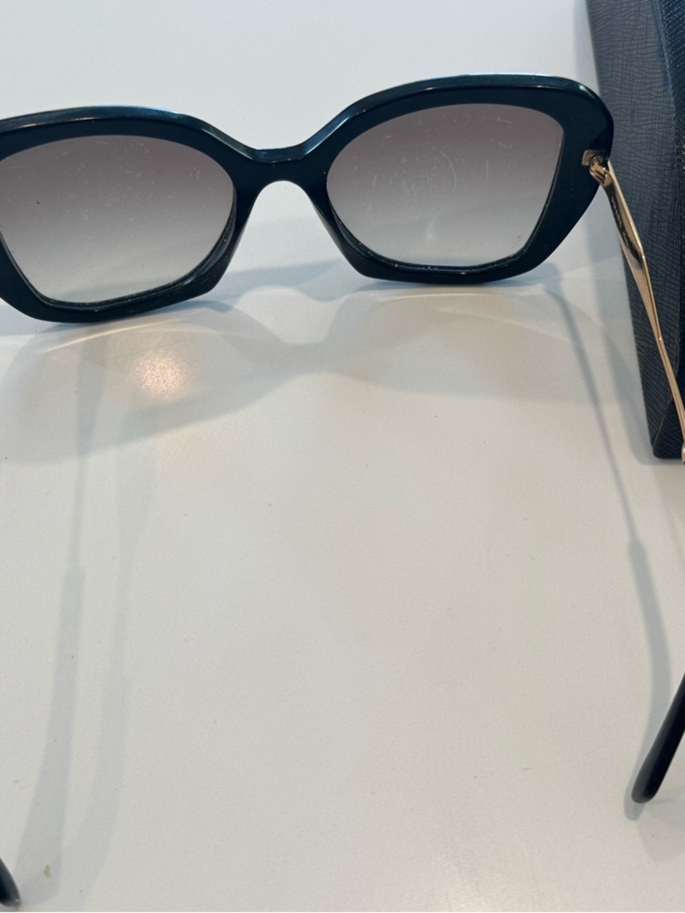 Prada Black Oversized Square Sunglasses with gold Temples - Picture 5 of 7